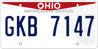 OH license plate GKB7147