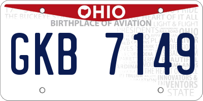 OH license plate GKB7149