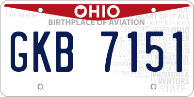 OH license plate GKB7151
