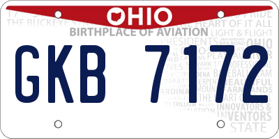 OH license plate GKB7172