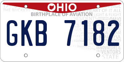 OH license plate GKB7182