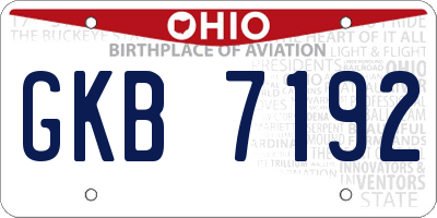 OH license plate GKB7192