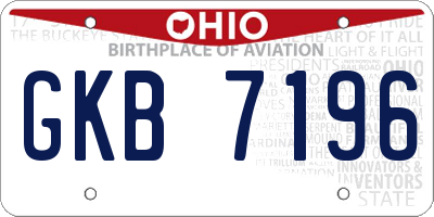 OH license plate GKB7196