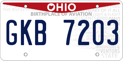 OH license plate GKB7203