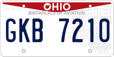 OH license plate GKB7210