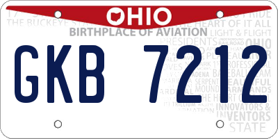 OH license plate GKB7212