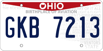 OH license plate GKB7213