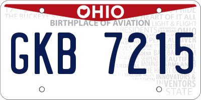OH license plate GKB7215