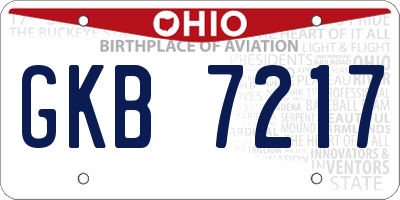 OH license plate GKB7217