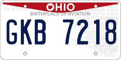 OH license plate GKB7218