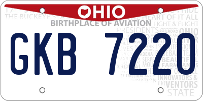 OH license plate GKB7220