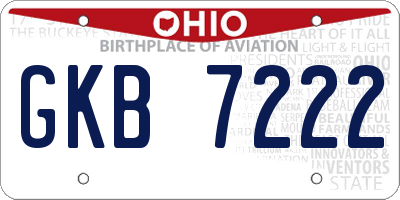 OH license plate GKB7222