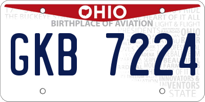 OH license plate GKB7224