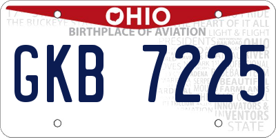 OH license plate GKB7225