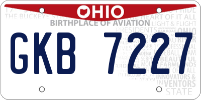 OH license plate GKB7227