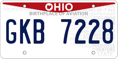 OH license plate GKB7228