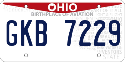 OH license plate GKB7229