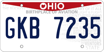 OH license plate GKB7235