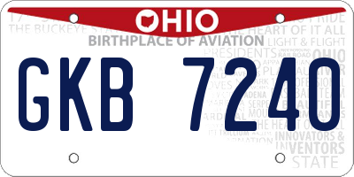 OH license plate GKB7240