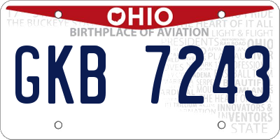 OH license plate GKB7243