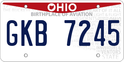 OH license plate GKB7245