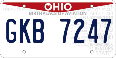 OH license plate GKB7247