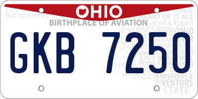 OH license plate GKB7250