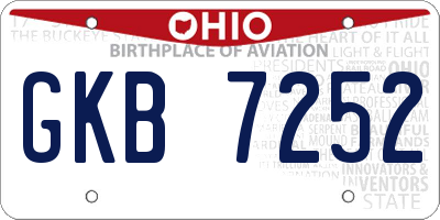 OH license plate GKB7252