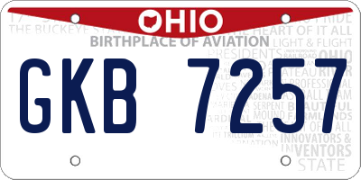 OH license plate GKB7257