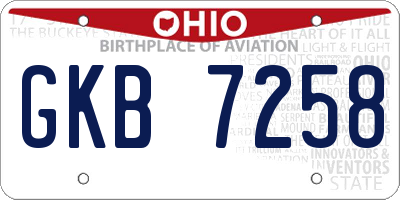 OH license plate GKB7258