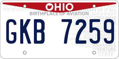 OH license plate GKB7259