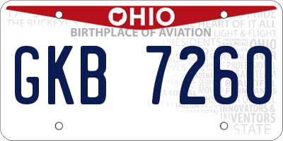 OH license plate GKB7260