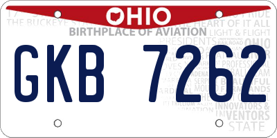 OH license plate GKB7262