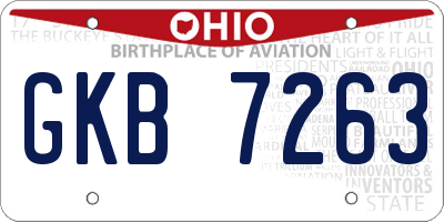 OH license plate GKB7263