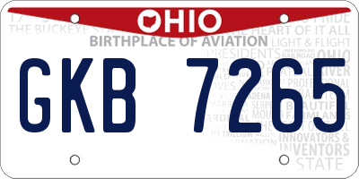 OH license plate GKB7265