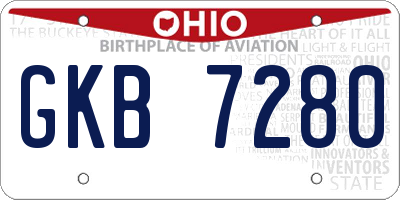 OH license plate GKB7280