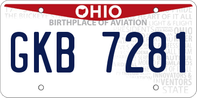 OH license plate GKB7281