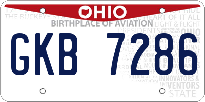 OH license plate GKB7286