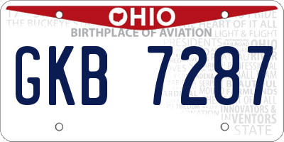 OH license plate GKB7287