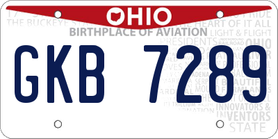 OH license plate GKB7289