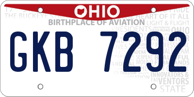 OH license plate GKB7292