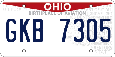 OH license plate GKB7305