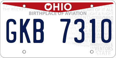 OH license plate GKB7310