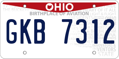 OH license plate GKB7312