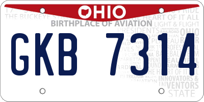 OH license plate GKB7314