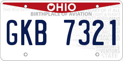OH license plate GKB7321