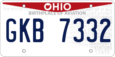 OH license plate GKB7332