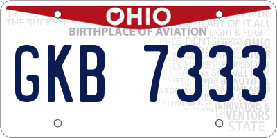 OH license plate GKB7333