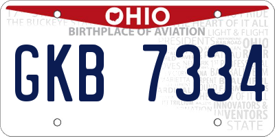 OH license plate GKB7334