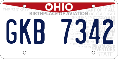 OH license plate GKB7342